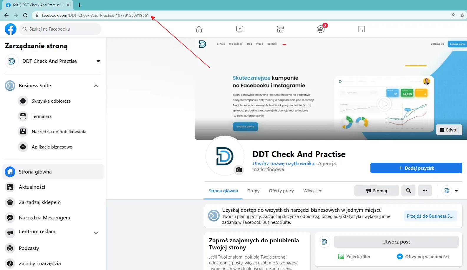 Creating a clickable Facebook carousel post: adding publishing_tools to the Page URL