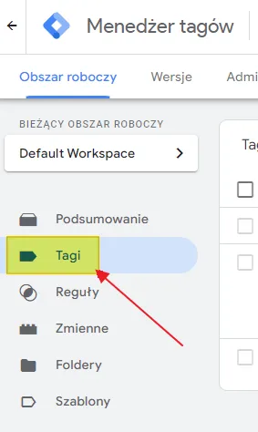 GA4 custom events in Google Tag Manager: Tags menu