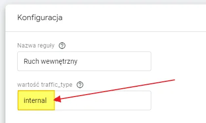 Screenshot 10: excluding internal traffic in GA4, traffic_type value