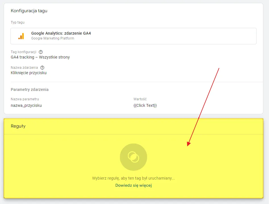 GA4 custom events in Google Tag Manager: triggering section