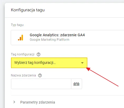 GA4 custom events in Google Tag Manager: configuration tag dropdown