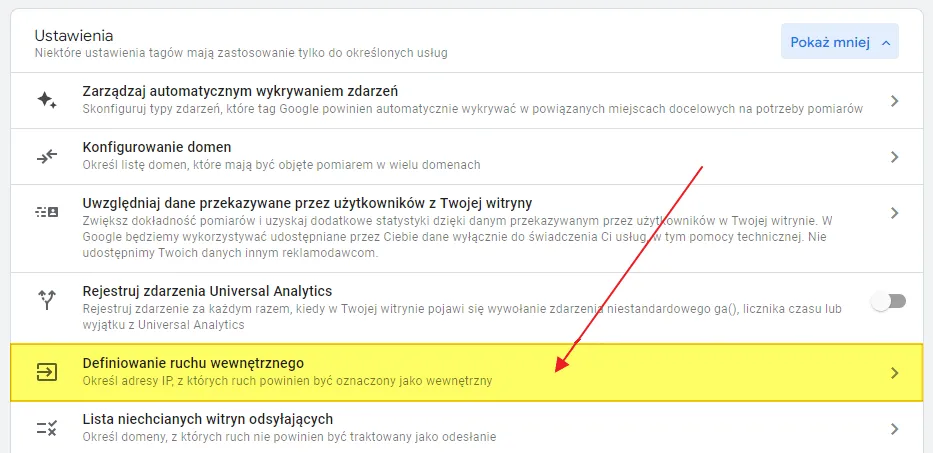 Screenshot 6: excluding internal traffic in GA4, define internal traffic