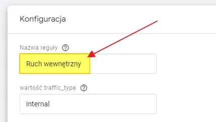 Screenshot 9: excluding internal traffic in GA4, rule name